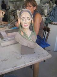 buste de femme engobee, sculpture
